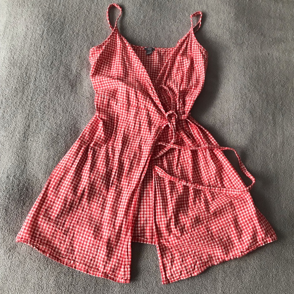 AERIE Gingham Red and White Mini Dress